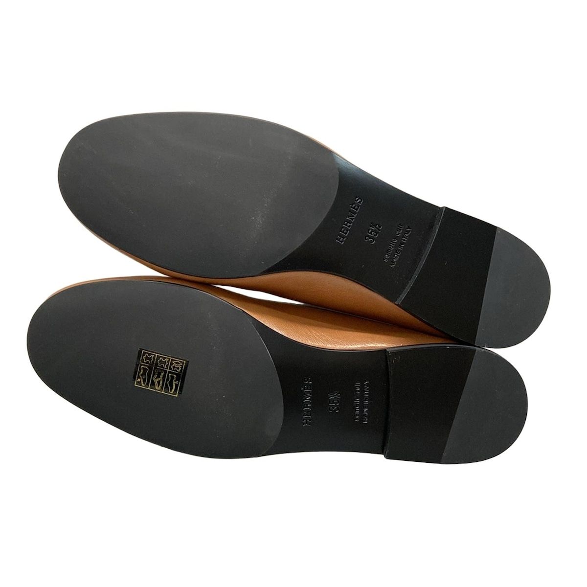  HERMES エルメス フラットシューズ 35 1 2 レディース ジュリア ブラウン アウトソール張替済 レザー フラットシューズ バレエシューズ パンプス