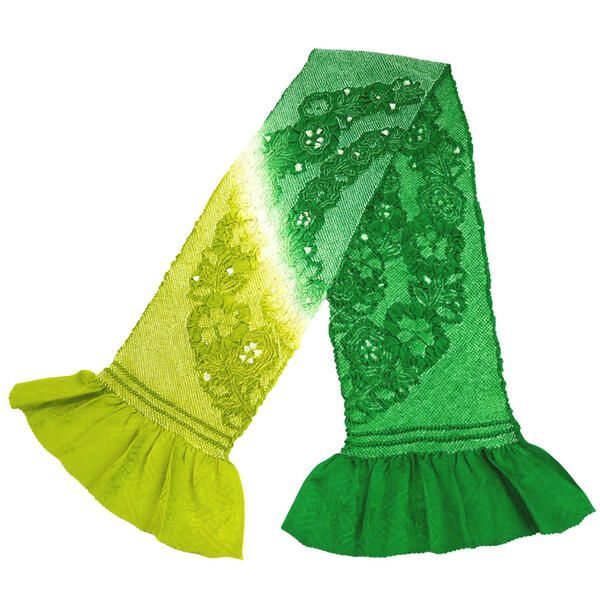 正絹 総しぼり ぼかし 帯揚げ oa-023 振袖用 絞り 緑 黄緑 グリーン 絹 帯あげ 京都うさぎ堂