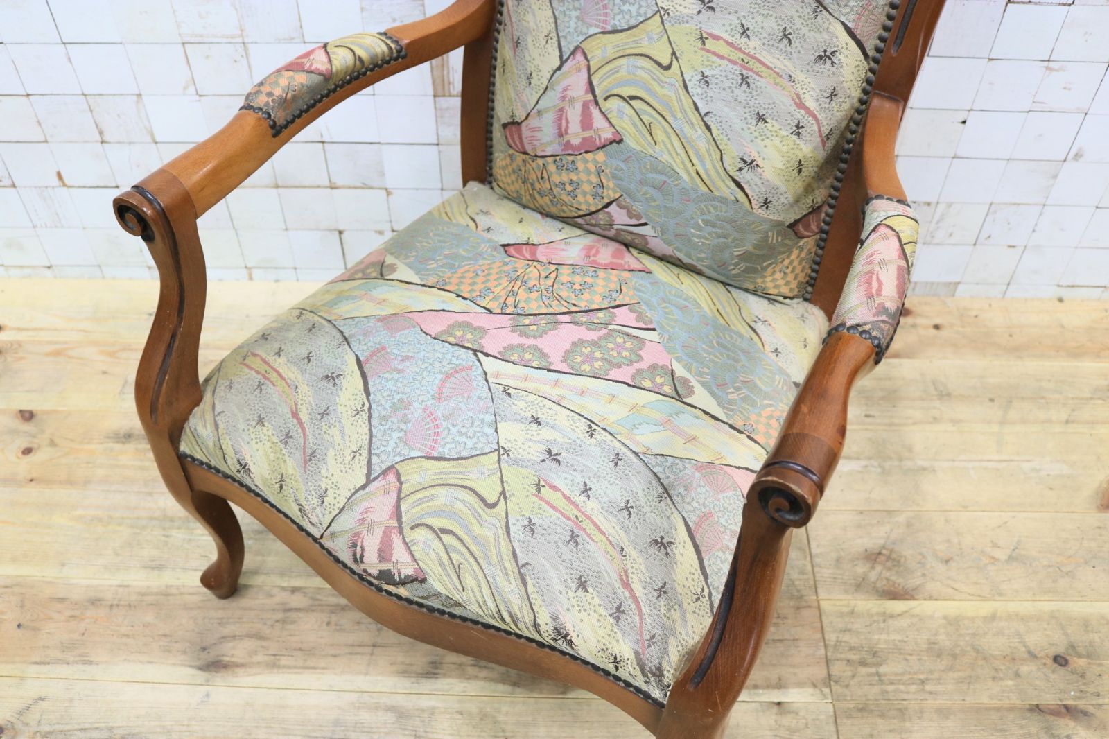 GMIK583○イタリア製 サロンチェア 椅子 ショップ アームチェア