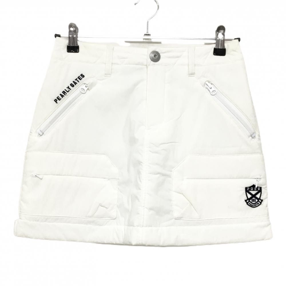 パーリーゲイツ 中綿カーゴスカート 白 ロゴネイビー 裏地メッシュ レディース 00 XS ゴルフウェア PEARLY GATES