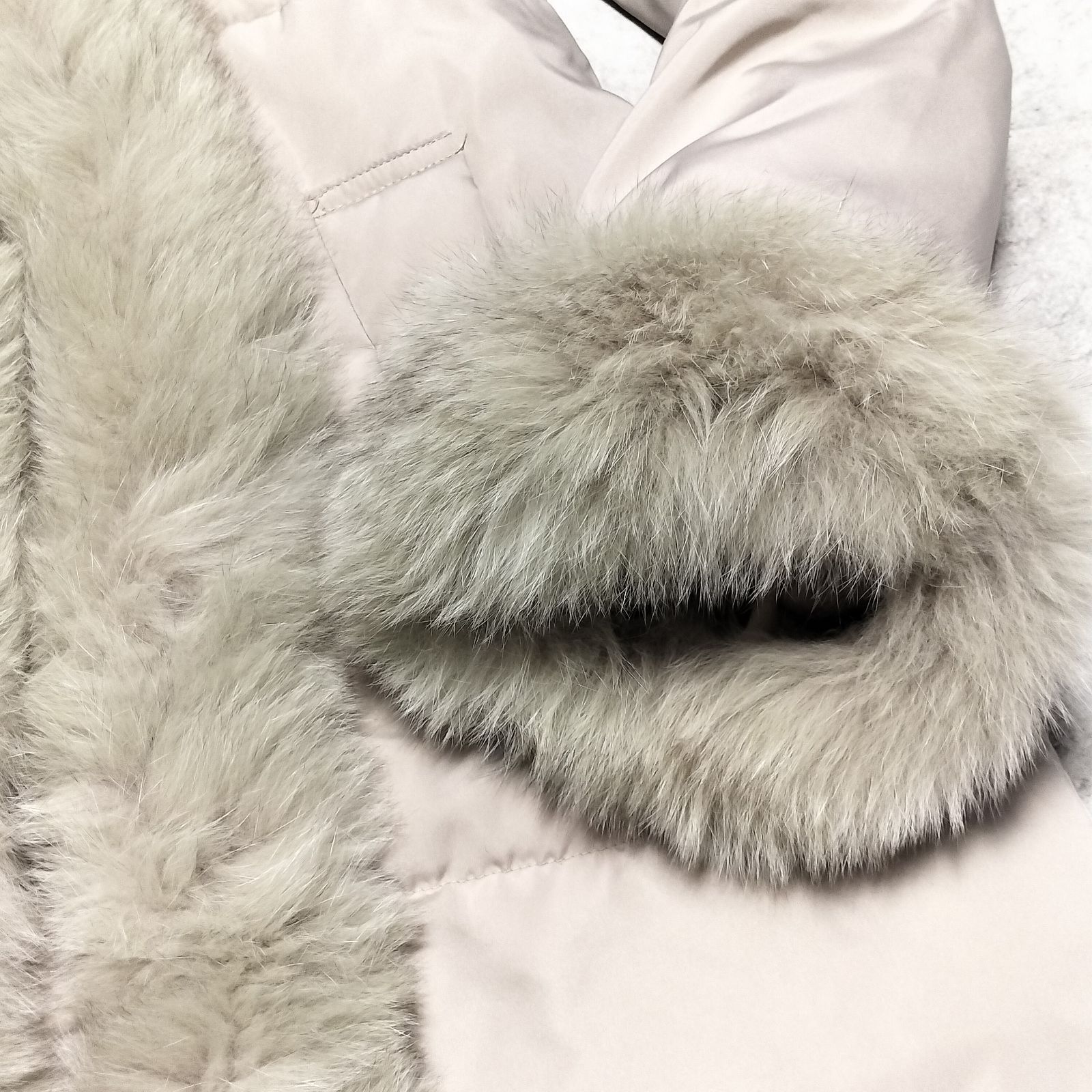 ダイアグラムフォックストリミングファーダウンコート、Aラインベージュ36 Diagram ダイアグラム 3way フォックスファー トリミングトリム ダウン