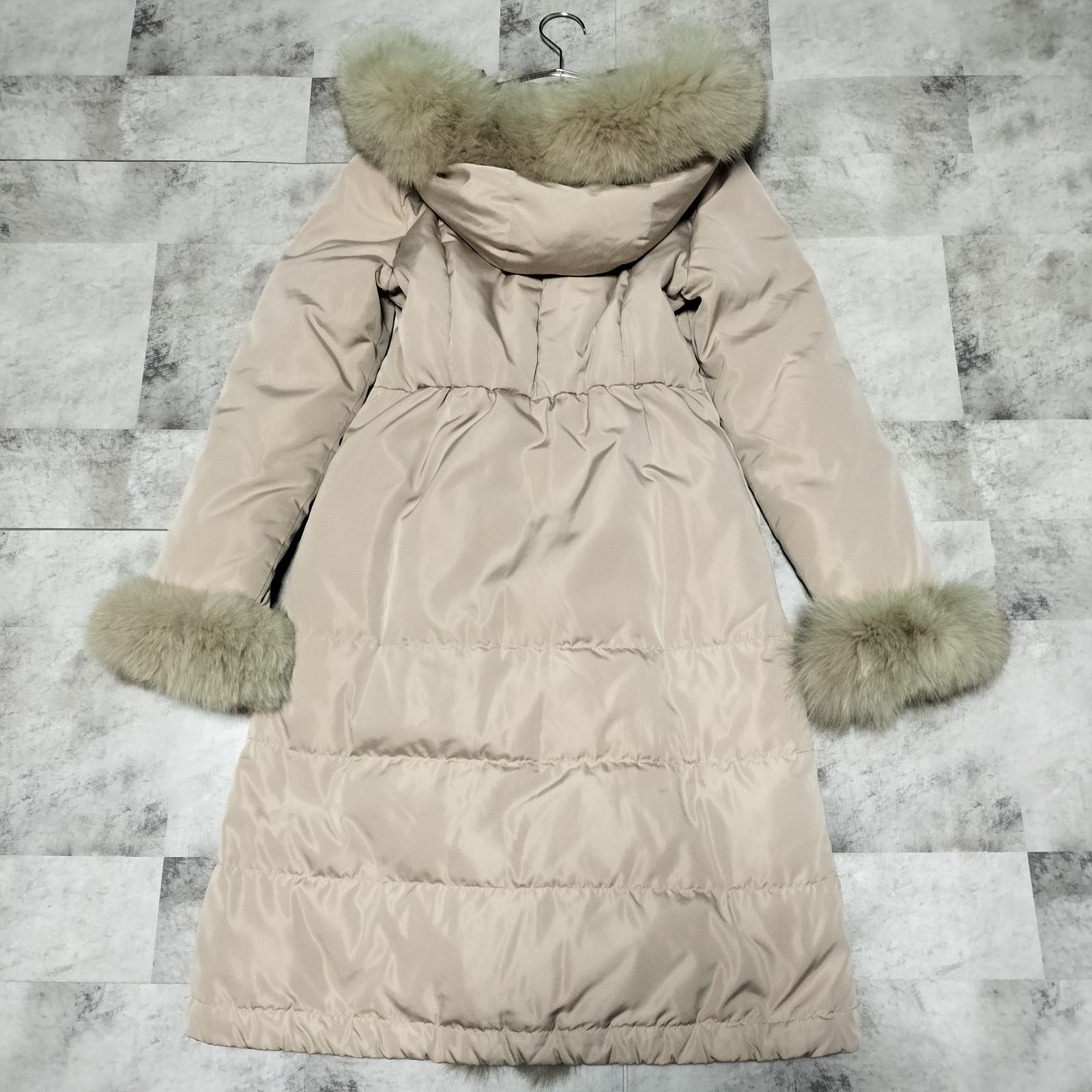 極美品　Diagram　フォックスファートリムダウンコート　ベージュ　36 Diagram ダイアグラム 3way フォックスファー トリミングトリム ダウン