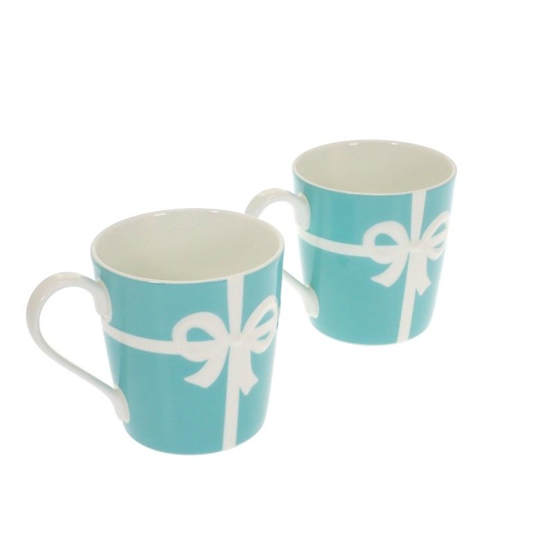 ティファニー TIFFANY Co ブルーボックス ペア マグカップ ボーンチャイナ 青 水色 レディース リボン 食器 お祝い ギフト インテリア Sランク