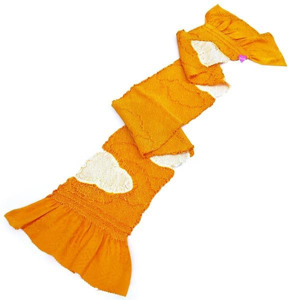 正絹 総しぼり 帯揚げ oa-034 振袖用 雲 絞り 山吹色 オレンジ 黄色 橙色 絹 帯あげ 京都うさぎ堂