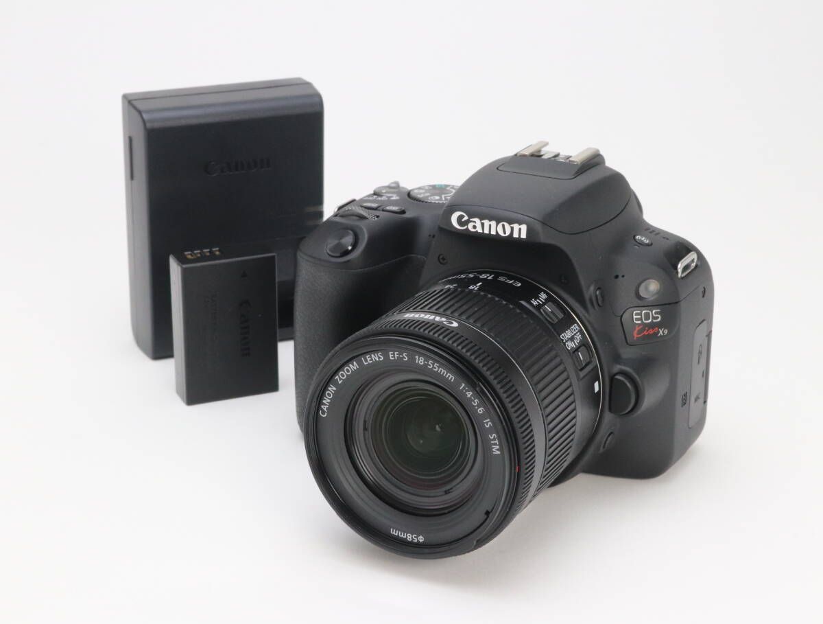 A Canon キヤノン EOS Kiss X 9 EF-S 18-55 mm レンズキット ブラック シャッター回数2472 初期不良 対応 111-244