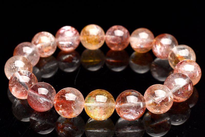 １点物 錦鯉 透明 オーロラクォーツ ライモナイトインクォーツ 11.5 mm ブレスレット パワーストーン 天然石 _U 8327