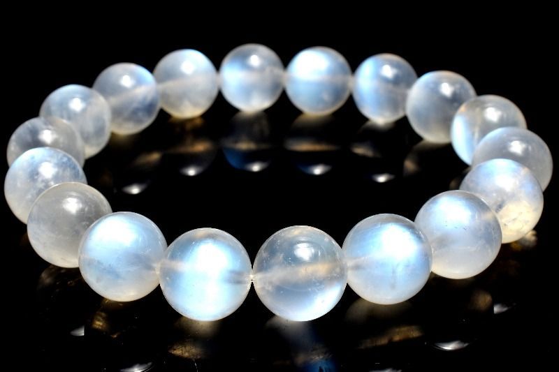 １点物 青く揺らめく幻想の輝き ブルームーンストーン 11 mm ブレスレット パワーストーン 天然石 _MC 2310