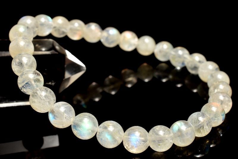 １点物 AAAオーロラシラー マダガスカル産 レインボームーンストーン 6 5 mm ブレスレット パワーストーン 天然石 _MC 2450