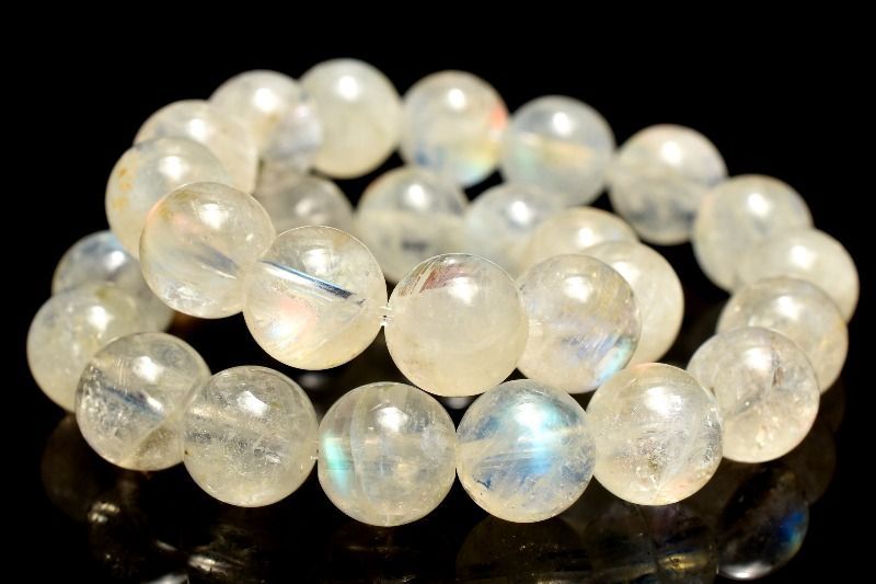  １点物 AAAオーロラシラー マダガスカル産 レインボームーンストーン 6.5 mm ブレスレット パワーストーン 天然石 _MC 2450 ブレスレット バングル アクセサリー