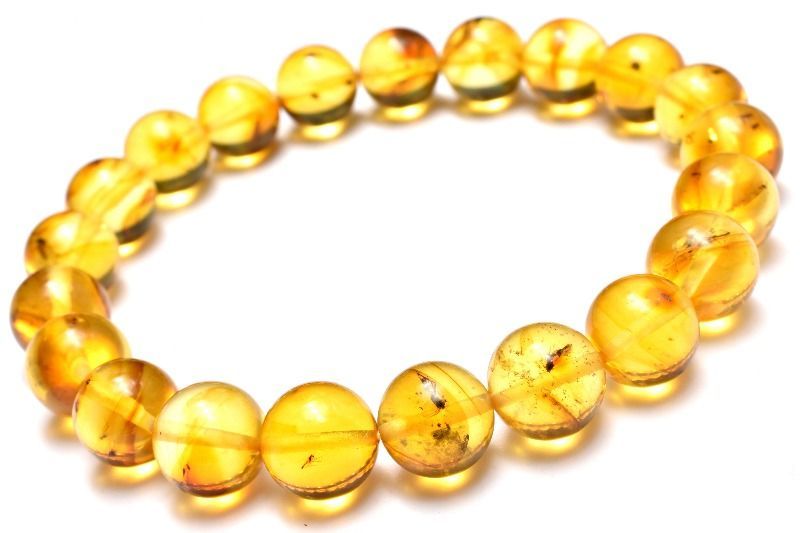  １点物 全粒内包 入荷 虫入り琥珀アンバー 9 5 mm ブレスレット パワーストーン 天然石 _MC 2473 ブレスレット バングル アクセサリー