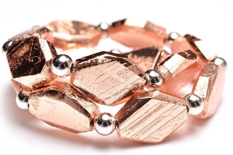  １点物 宇宙からの贈り物 メテオライト アルタイ隕石 10 5 x 8 丸玉3 mm ひし形 ピンクゴールドコーティング ブレスレット パワーストーン 天然石 _MC 2495 ブレスレット バングル アクセサリー