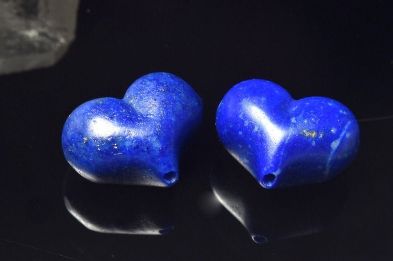 3個セット◇天然無着色 ラピスラズリ 11-13mm ハート(貫通穴) ビーズ