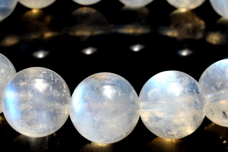 １点物 青く揺らめく幻想の輝き ブルームーンストーン 11.5 mm ブレスレット パワーストーン 天然石 _MC 2314