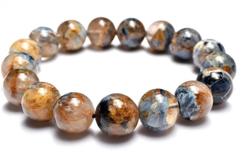 １点物 渦巻く模様が魅せる結晶美 ピーターサイトシリカ 12.5 mm ブレスレット パワーストーン 天然石 _MC 2393