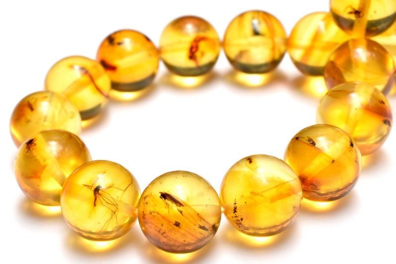 1点物】全粒内包☆限定入荷！ 虫入り琥珀アンバー 9.5mm ブレスレット