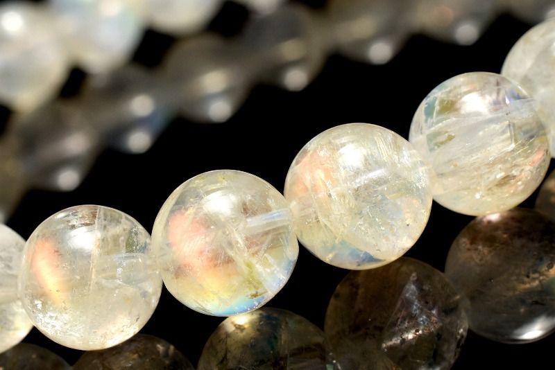 １点物 AAAオーロラシラー マダガスカル産 レインボームーンストーン 7 mm ブレスレット パワーストーン 天然石 _MC 2451