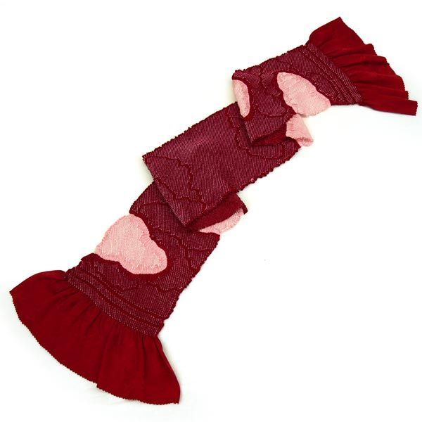 正絹 総しぼり 帯揚げ oa-025 振袖用 雲 絞り 赤 レッド 濃赤 深赤 絹 帯あげ 京都うさぎ堂