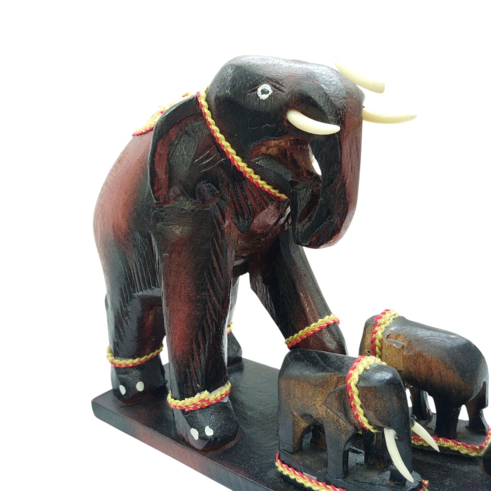 X12081 象の置物 木彫り インテリア 彫刻 オブジェ 飾り物 工芸品 親子
