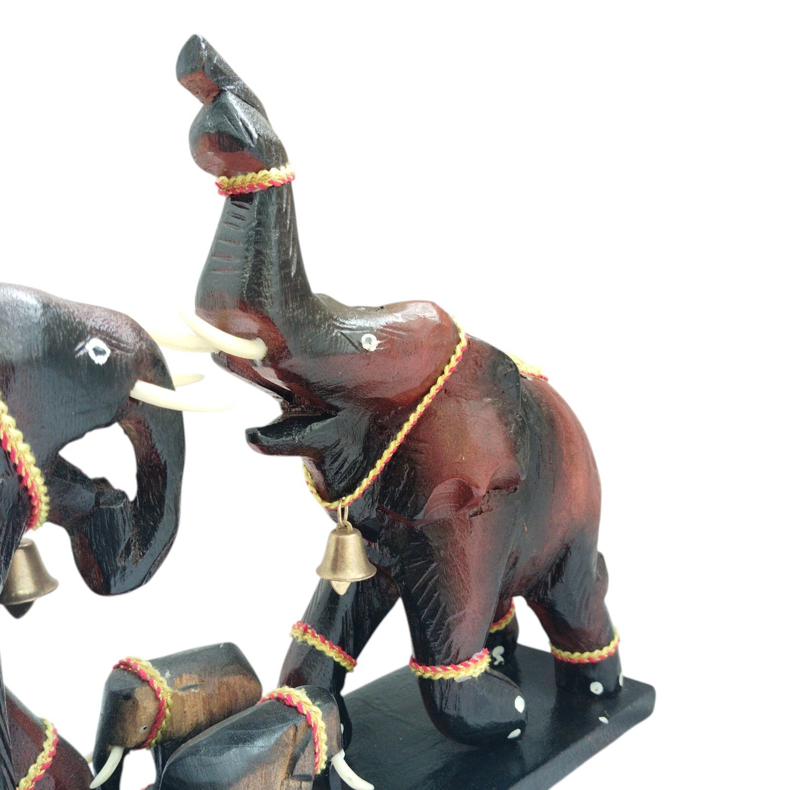 X12081 象の置物 木彫り インテリア 彫刻 オブジェ 飾り物 工芸品 親子