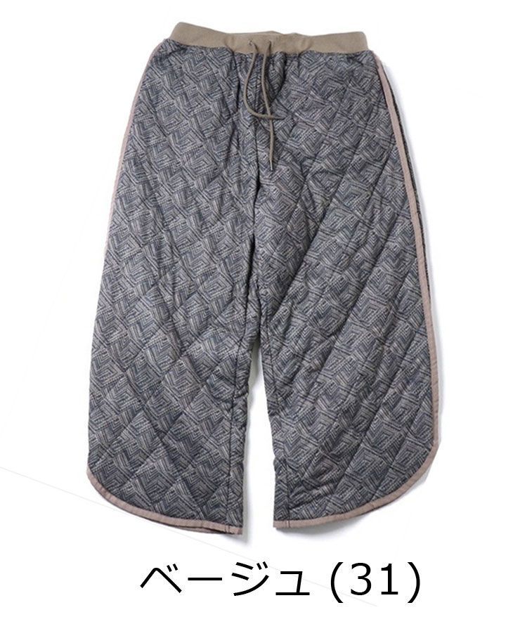 ジムマスター gym master ジャガードキルト ラウンドカットパンツ G 621777 キルティング ワイドパンツ 暖かい 秋冬 メンズ レディース ベージュ