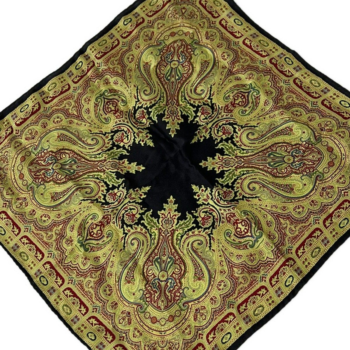 ETRO エトロ スカーフ ライトグリーン 黒 マルチ ペイズリー柄 ミニサイズ
