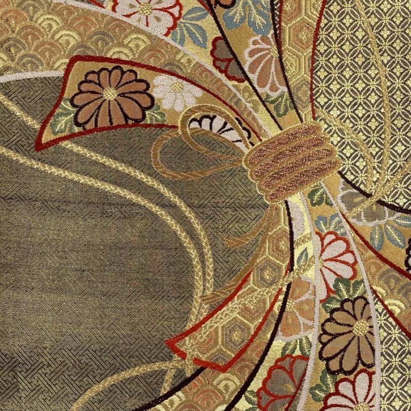 たんす屋 リユース帯 帯 袋帯 金 フォーマル 六通 金糸 束ね熨斗 紗綾型 七宝