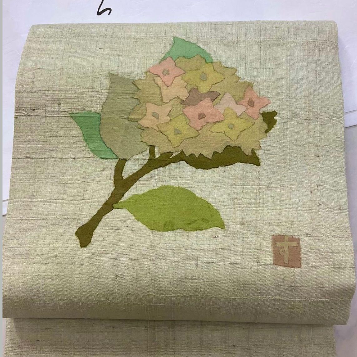 kimono one kimonoarisa 生紬の紫陽花のお洒落な九寸名古屋帯 長尺 375㎝