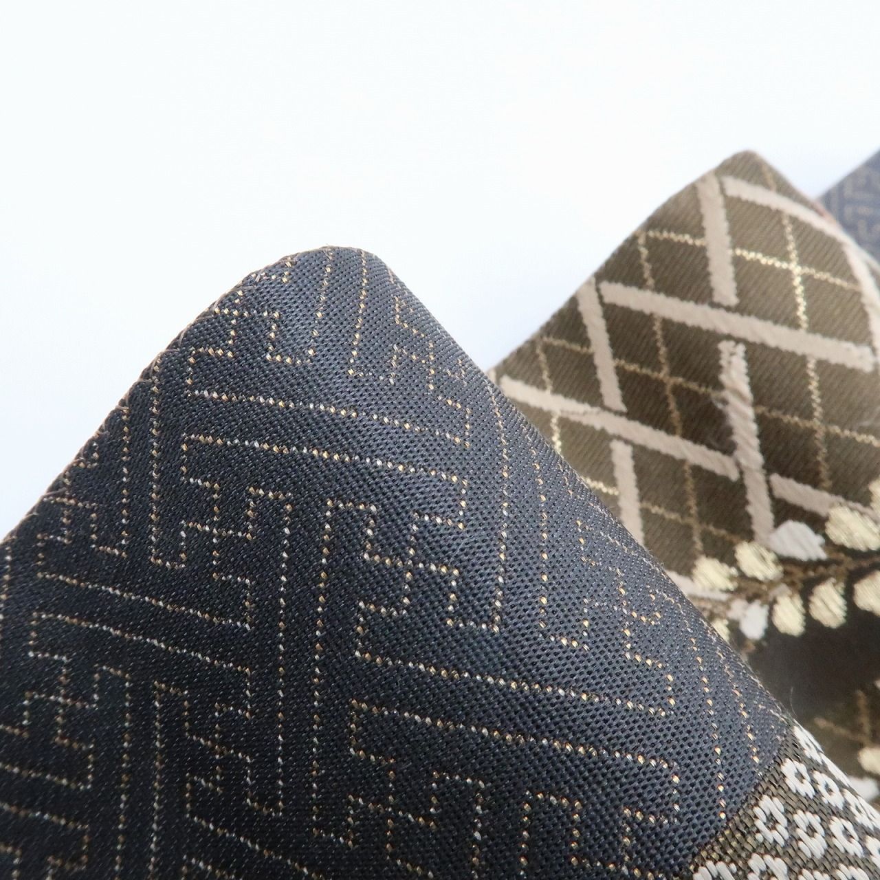 百華 O-186 正絹 着物 雪輪 松竹梅 桜 扇面 袋帯