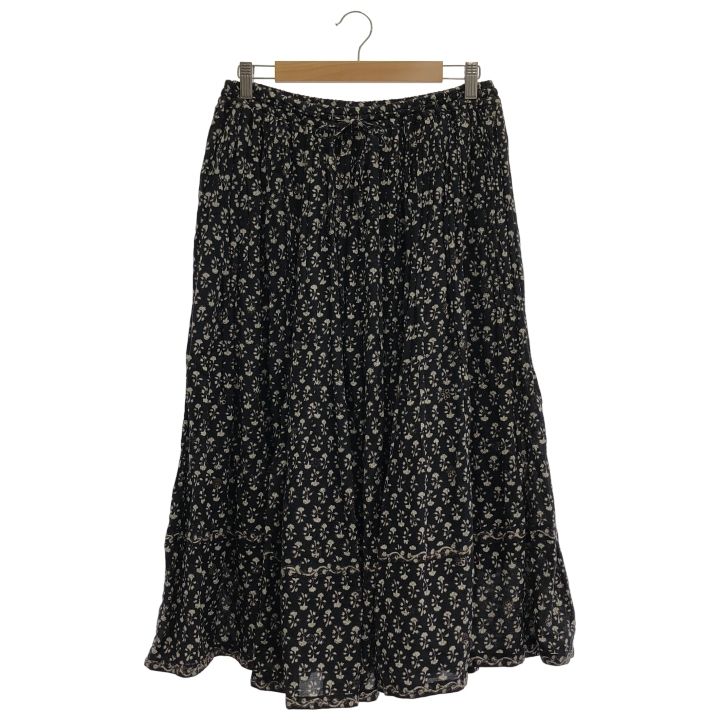 maison de soil メゾンドソイル ⑤ フラワーブロックプリント タックギャザースカート レディース ブラック 1