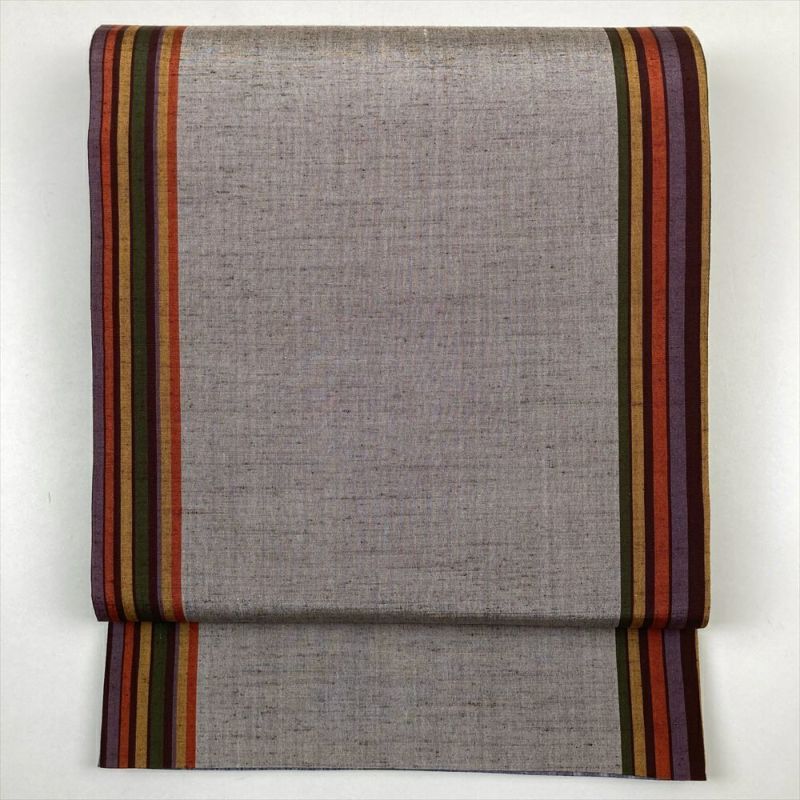 たんす屋 リユース帯 帯 袋帯 グレー 青紫 カジュアル リバーシブル 全通 間道 絞り ぼかし染め