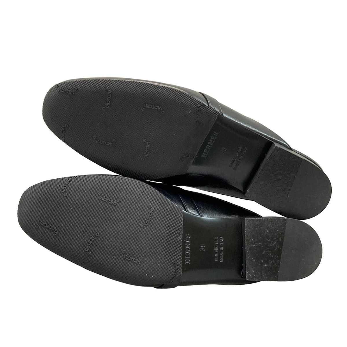  HERMES エルメス ミュール 38 レディース オズ 黒 シルバー金具 ケリーバックル アウトソール張替済 レザー ミュール サンダル ミュール