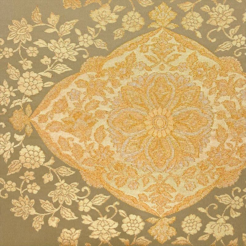 たんす屋 リユース帯 帯 袋帯 ベージュ フォーマル セミフォーマル 六通 金糸 華文 牡丹唐草