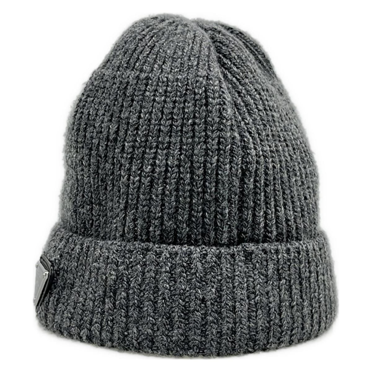 PRADA ニット帽 ビーニー グレー PRADA ニット帽 ビーニー グレー PRADA ビーニー グレー ribbed-knit