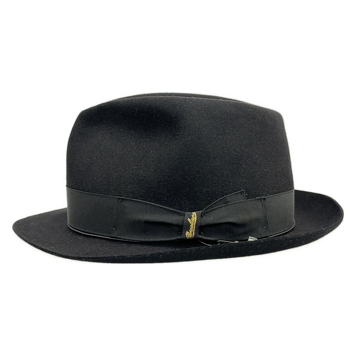 Borsalino ボルサリーノ ハット 57 黒 リボン ファーフェルト ラビット