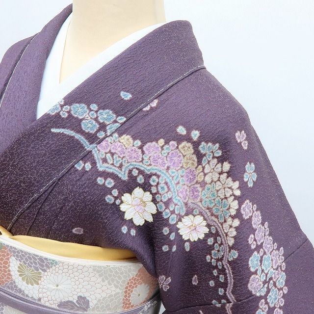 百華❀Y4182◇新品 金通し 絞り 仕付け糸付 手縫い仕立て 正絹 桜 訪問