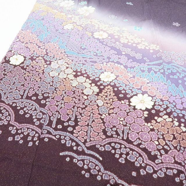 百華❀Y4182◇新品 金通し 絞り 仕付け糸付 手縫い仕立て 正絹 桜 訪問