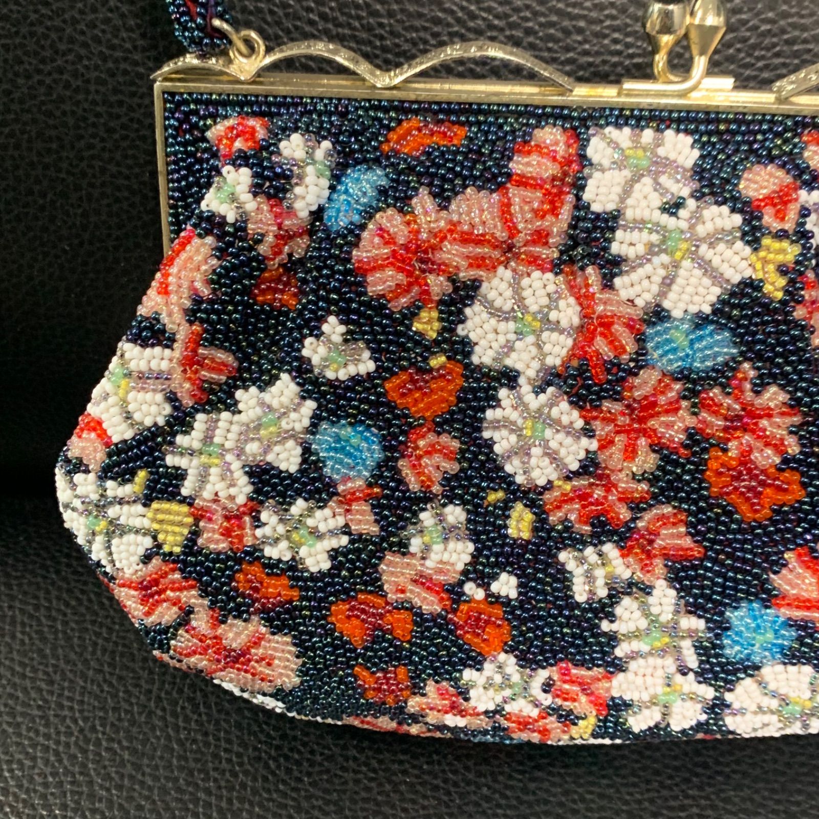 希少 総ビーズ がま口バッグ 和装 ビーズバッグ 昭和レトロ - メルカリ