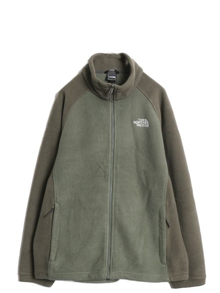 【お得なクーポン配布中!】 US企画 ノースフェイス フルジップ フリース ジャケット メンズ L 古着 アウトドア ジャンパー ブルゾン ハイネック ワンポイント ツートン