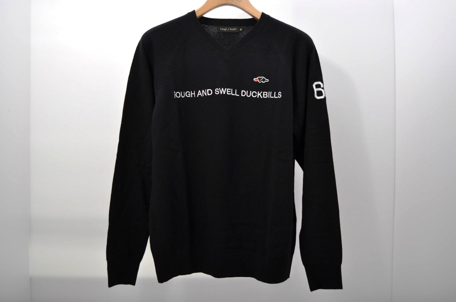 メンズ ラフ＆スウェル rough&swell セーター S 黒 ブラック 長袖V