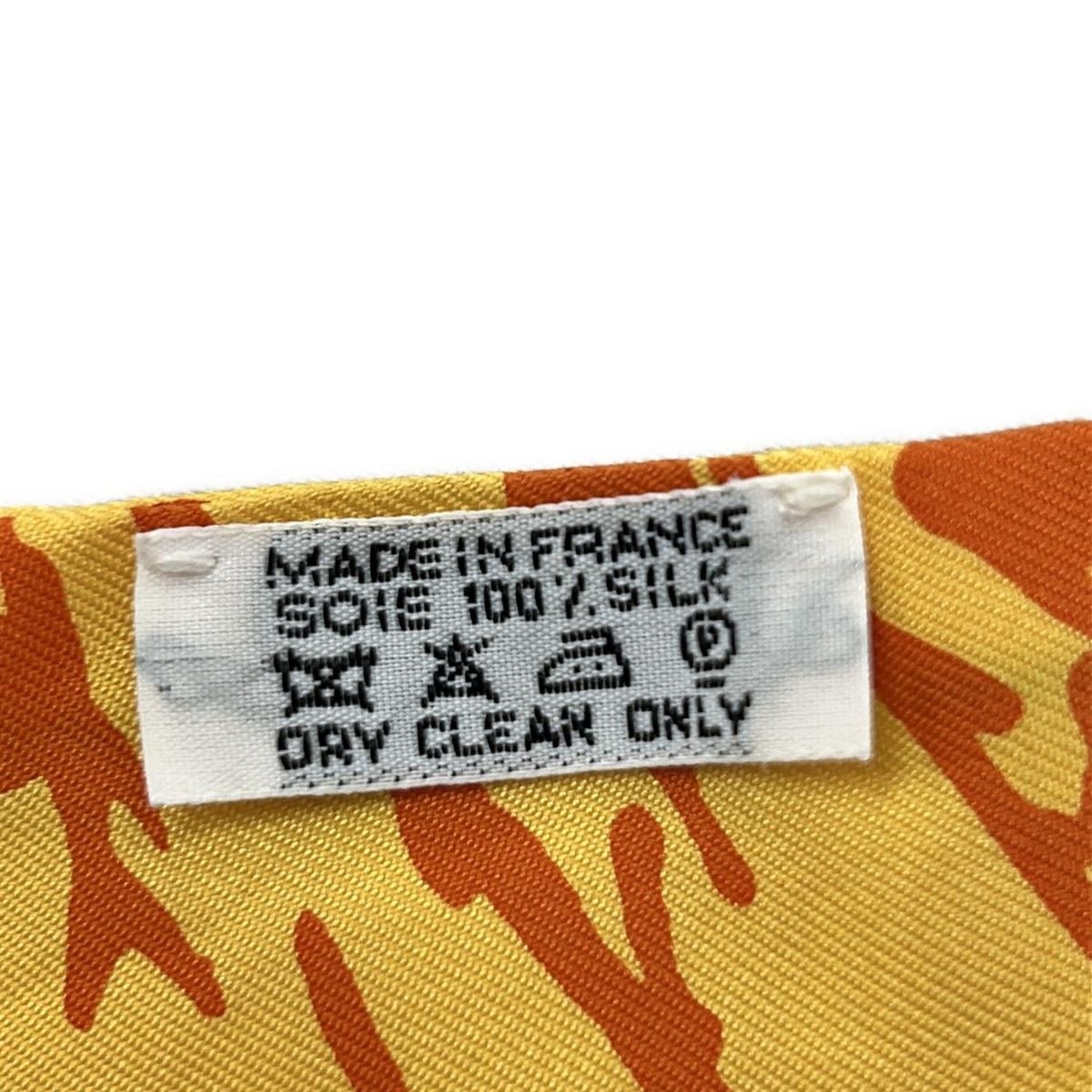  HERMES エルメス スカーフ ツイリー イエロー オレンジ ダークブラウン リボンスカーフ バンダナ スカーフ 小物