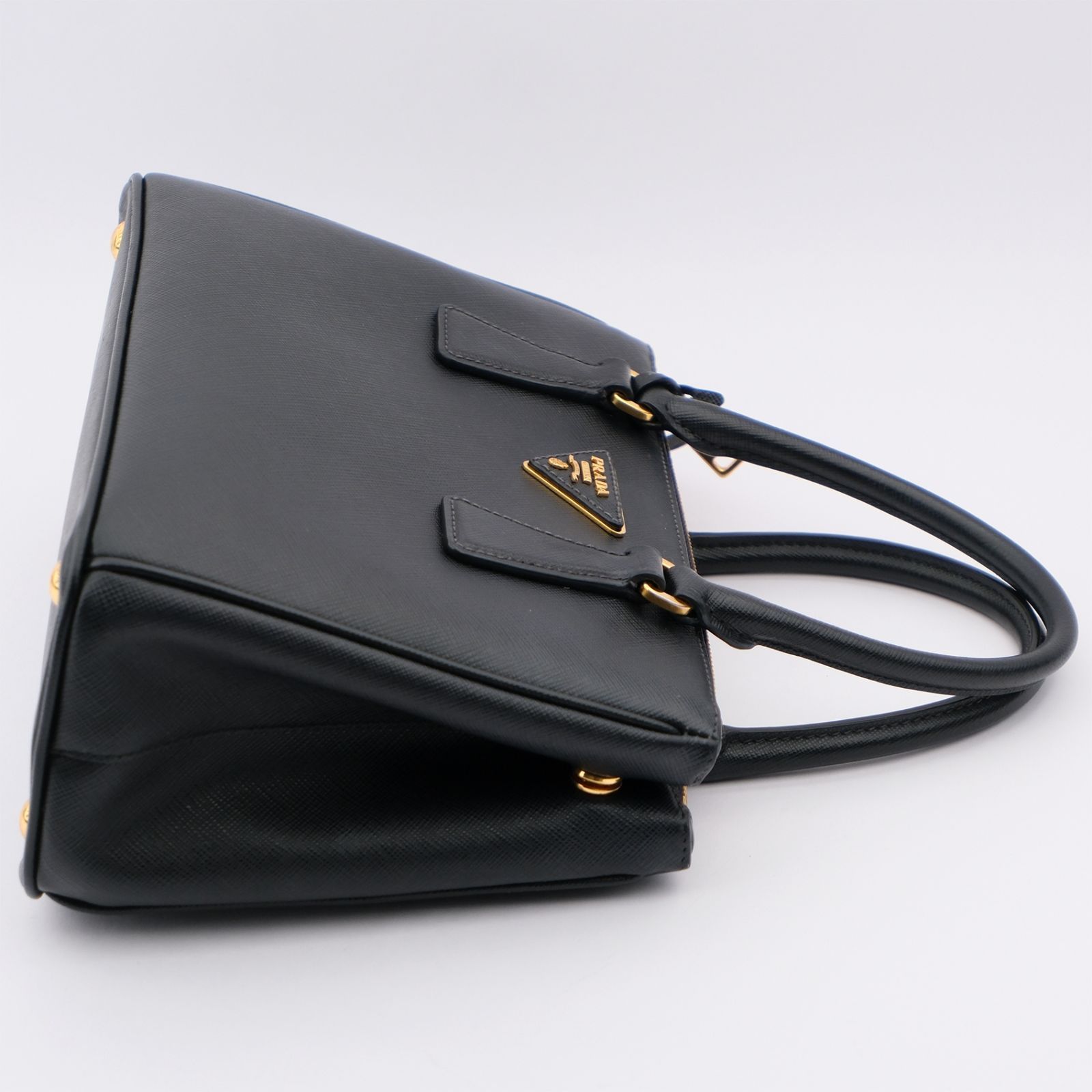 中古】プラダ ガレリア サフィアーノラクス レザー 2WAYハンドバッグ