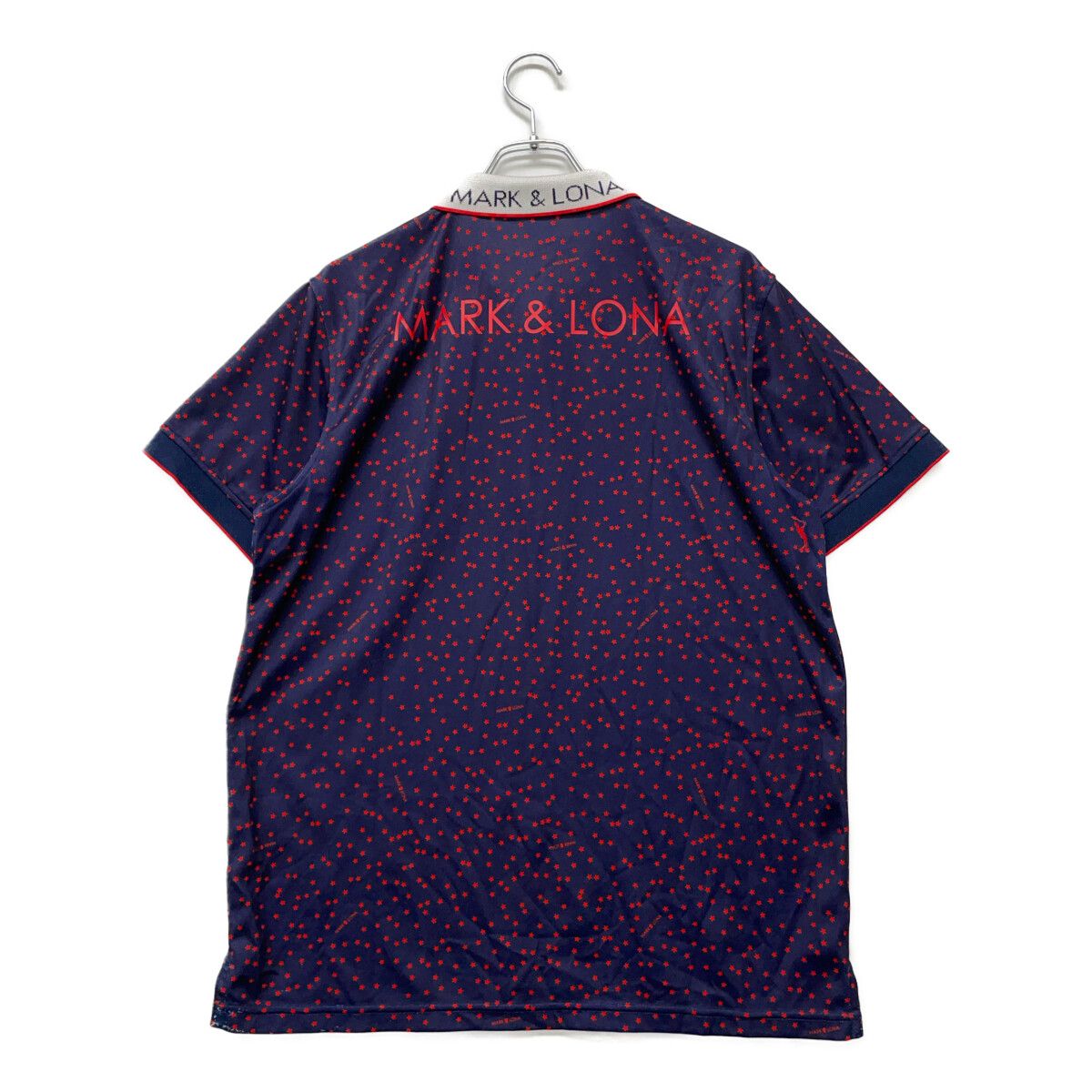 中古 メンズ マークアンドロナ MARK&LONA 半袖ポロシャツ XL 紺×赤