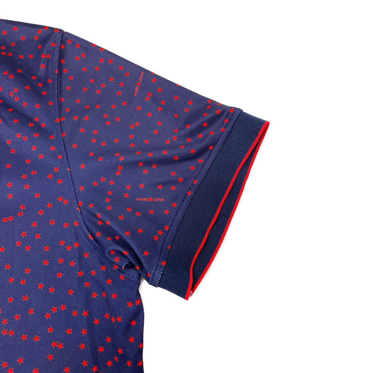 中古 メンズ マークアンドロナ MARK&LONA 半袖ポロシャツ XL 紺×赤