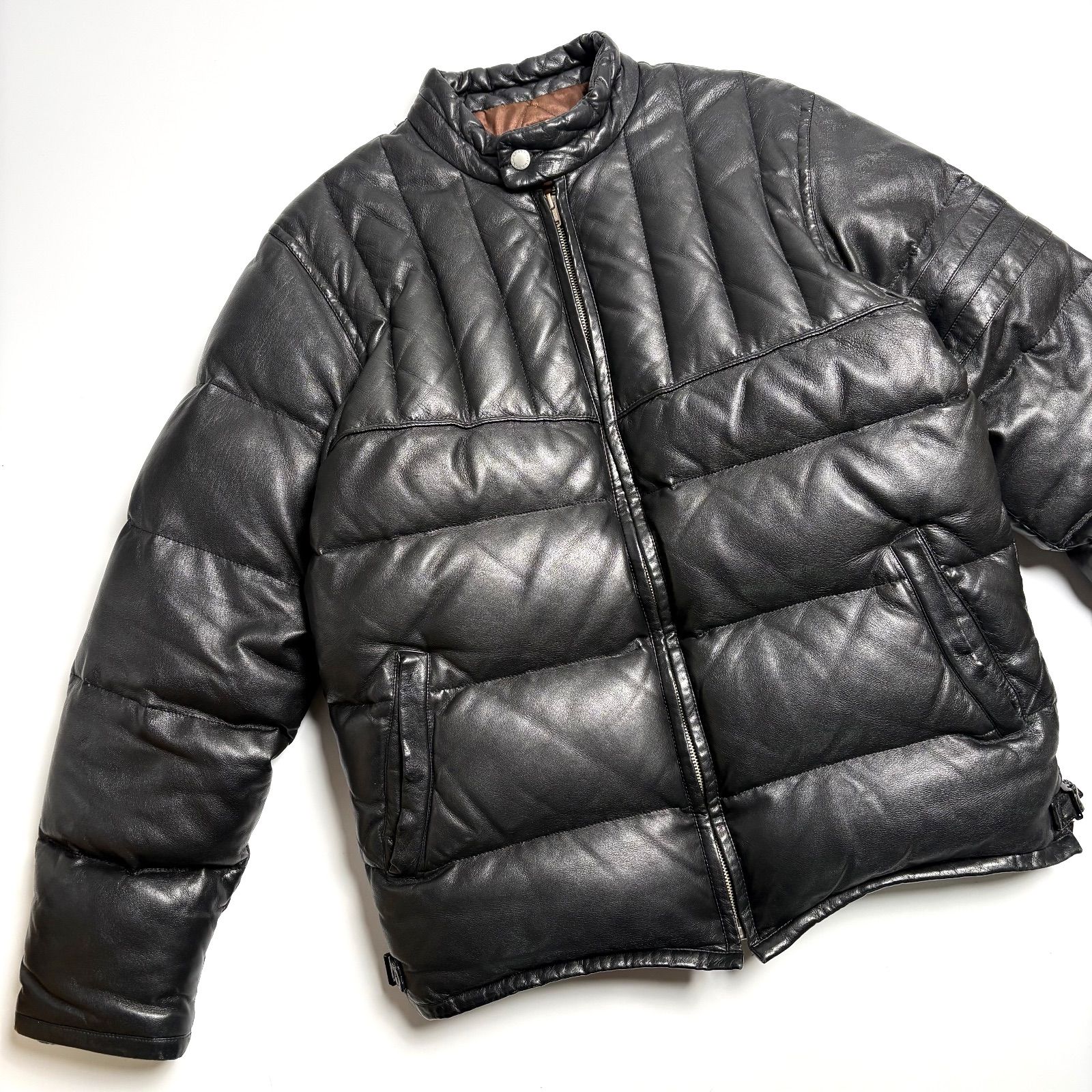 日本製】THE FLAT HEAD レザー ダウンジャケット 黒 38 ディアスキン