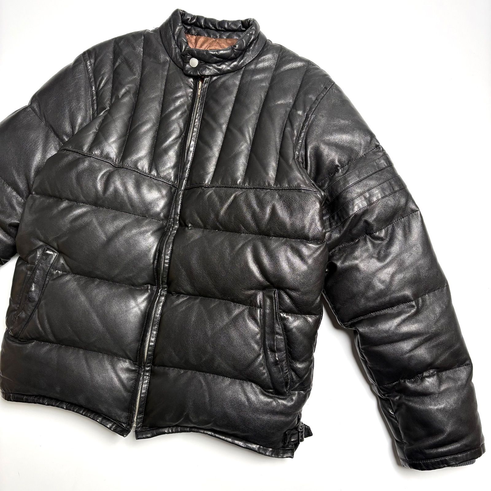 日本製】THE FLAT HEAD レザー ダウンジャケット 黒 38 ディアスキン