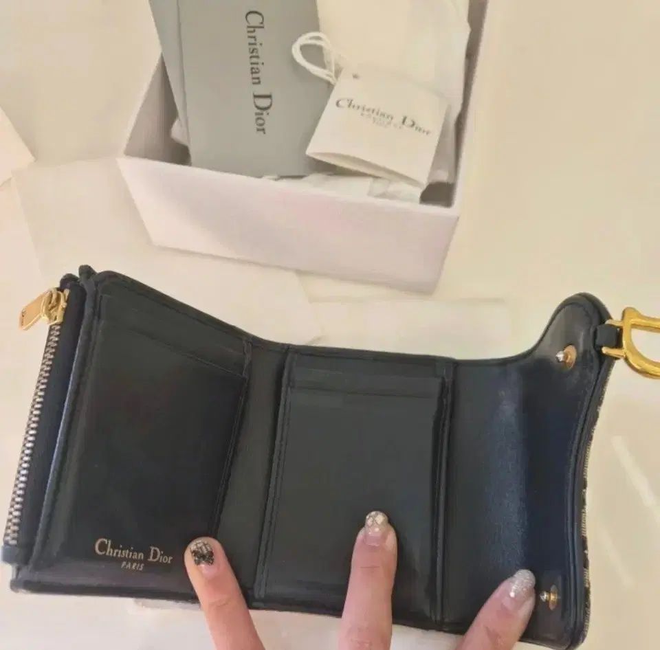 ディオール オブリーク ジャカード サドル ロータス 二つ折り財布 フルセット