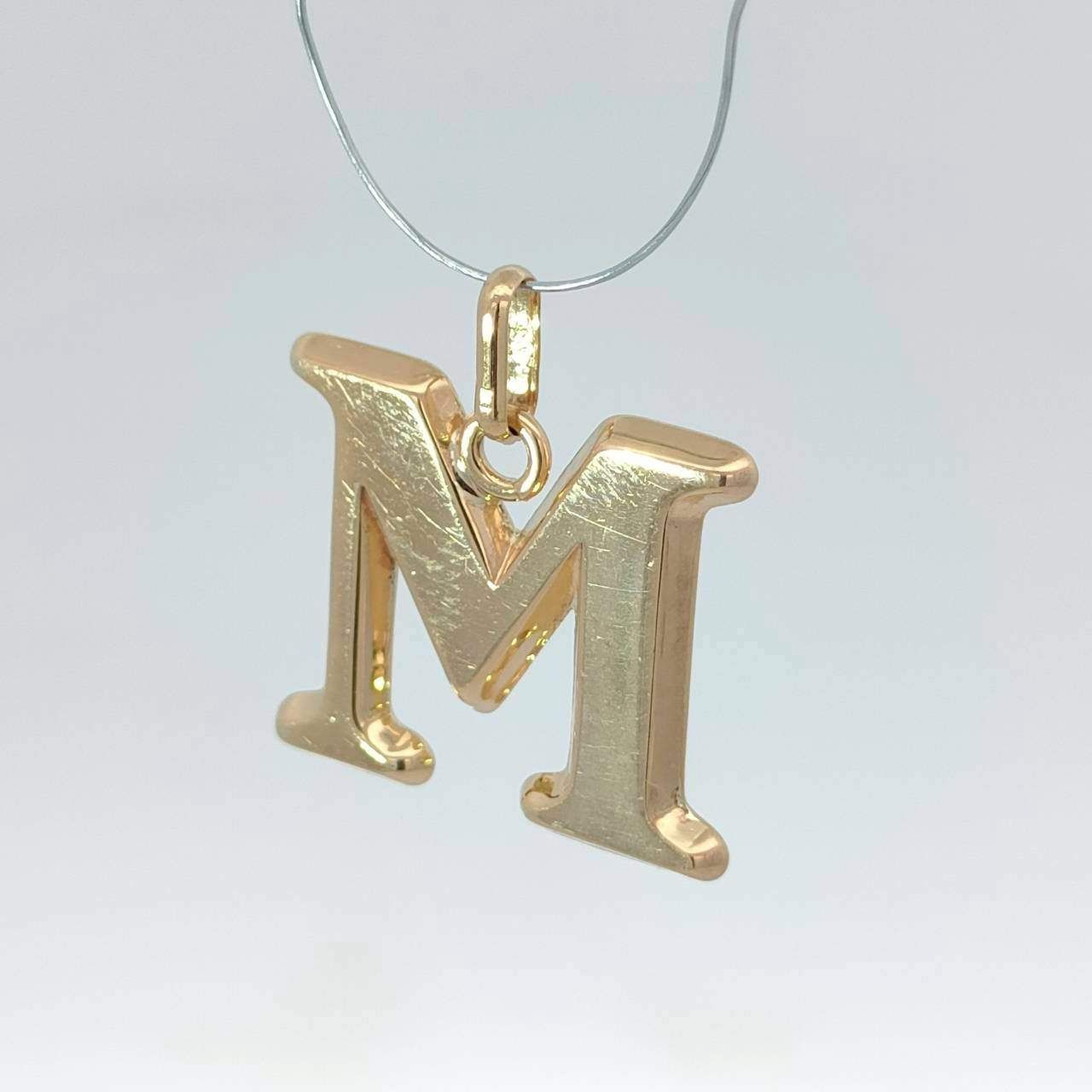 18金 K18 アルファベット 【M】 デザインネックレストップ 男女兼用