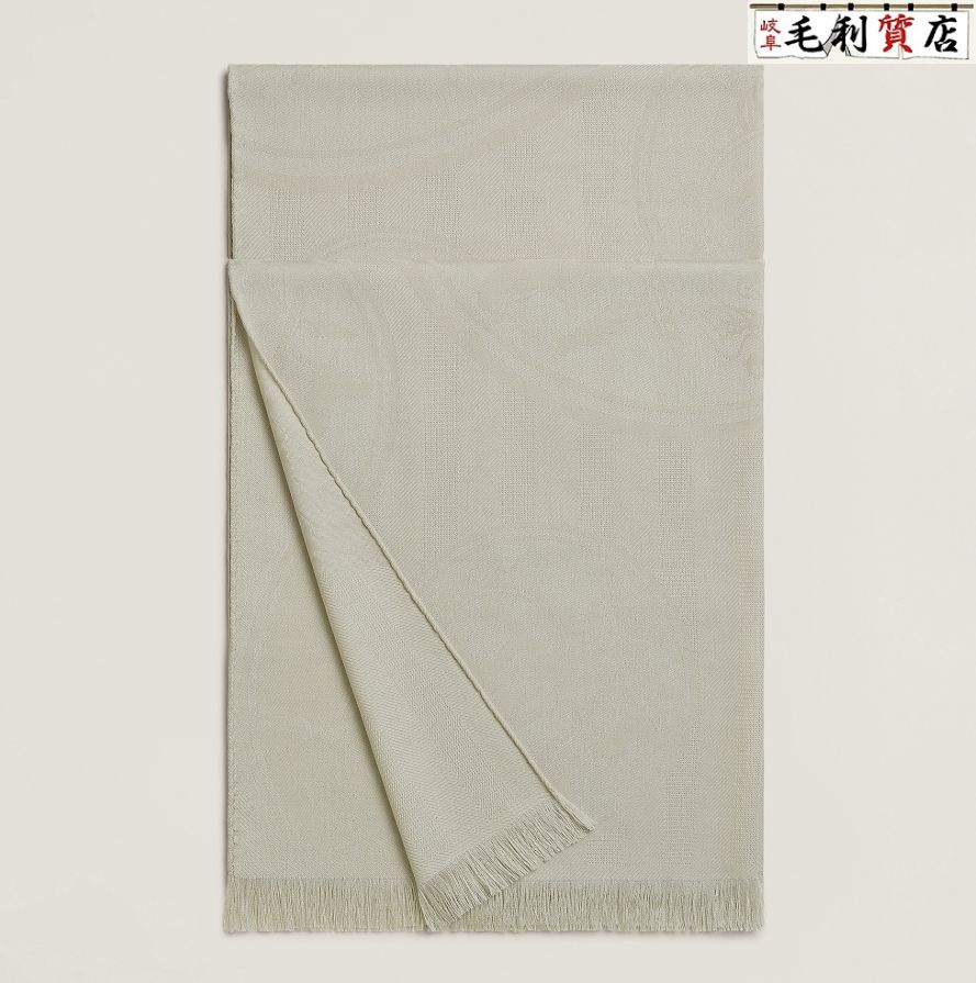 エルメス HERMES ストール ニュー リブルス ペルル ♥品 カシミヤ シルク 大判スカーフ 小物