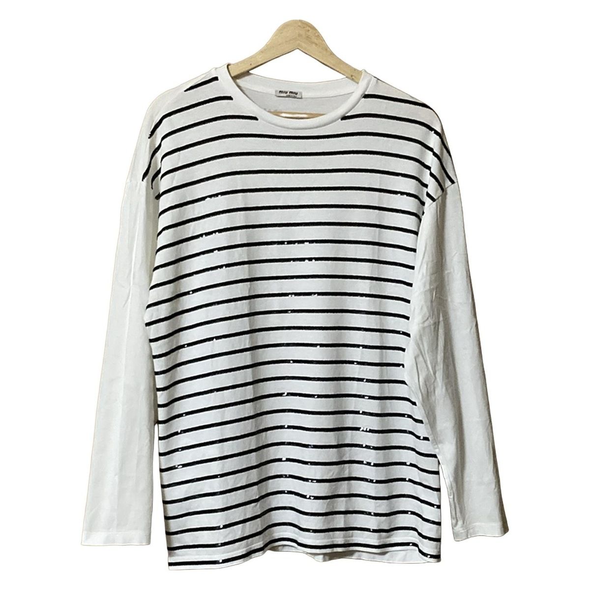 miumiu(ミュウミュウ) 長袖カットソー サイズXS レディース - 白×黒