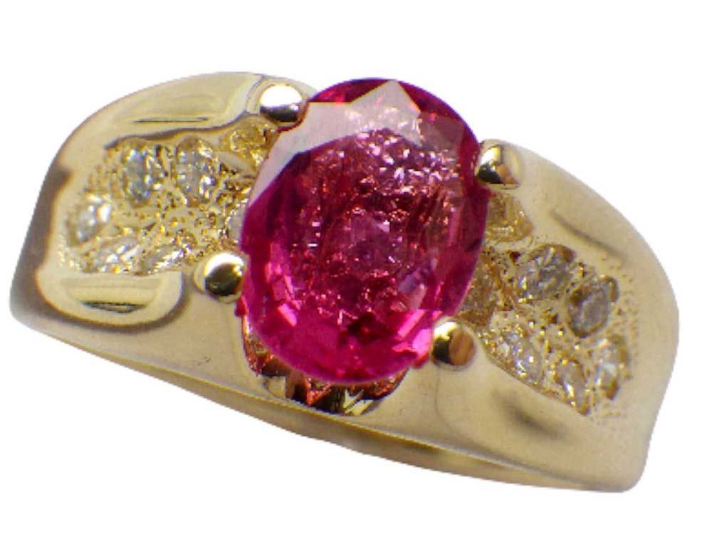 ルビー ダイヤモンドリング K18 9.62g 13号 中宝ソーティング付き Jewelry Ruby1.31ct Dia0.46ct Ring